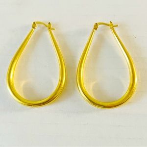 Oval Hoop Gold Tone Earrings